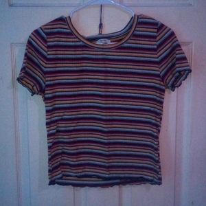Slight cropped colorful striped t-shirt